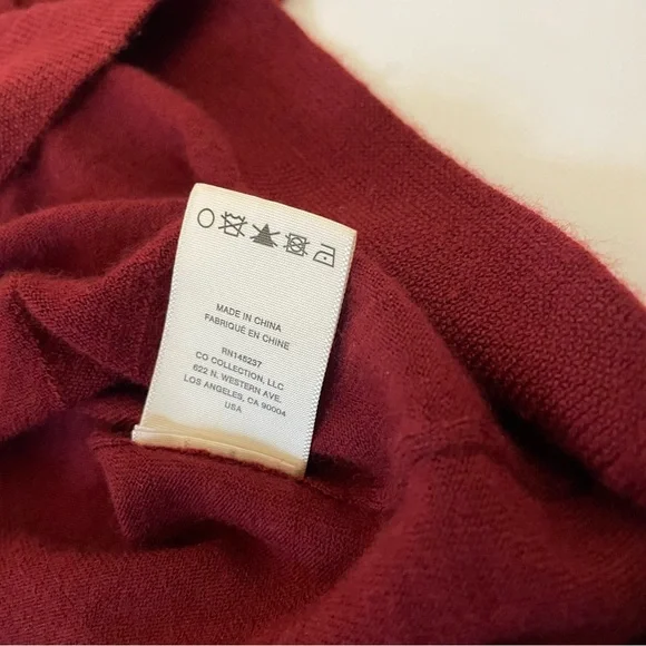 CO Short Sleeve Cashmere Sweater in Red Bordeaux XS Quiet Luxury Minimalist $595 - Picture 12 of 13